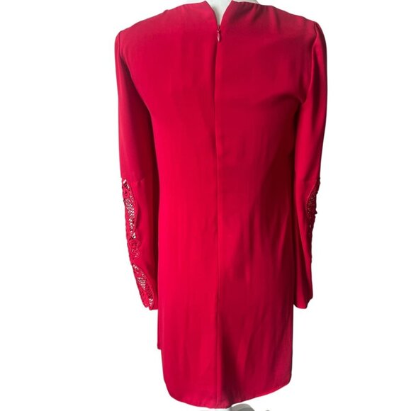 NWT Mika Mindel Cherry Red Lace Bell Sleeve Zip Back Cindy Dress XS Reg. $169 - Picture 3 of 12